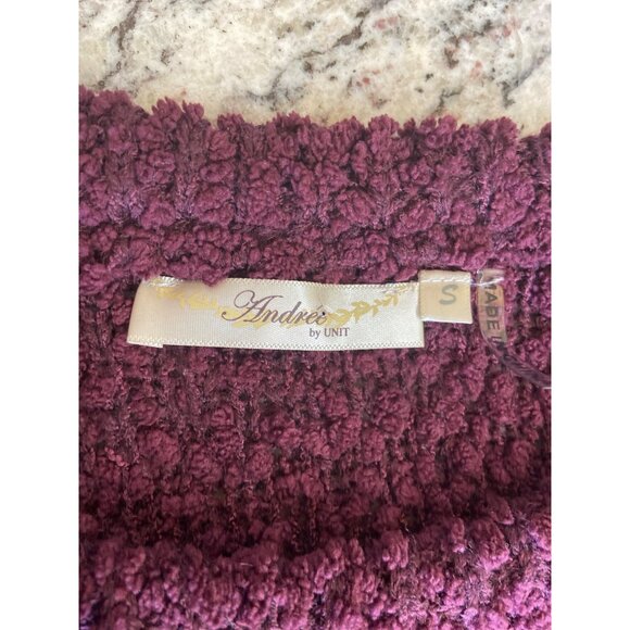 Andre By Unit Womens Sweater Small Burgundy Popcorn Knit Soft Cozy Cabincore - Picture 3 of 8